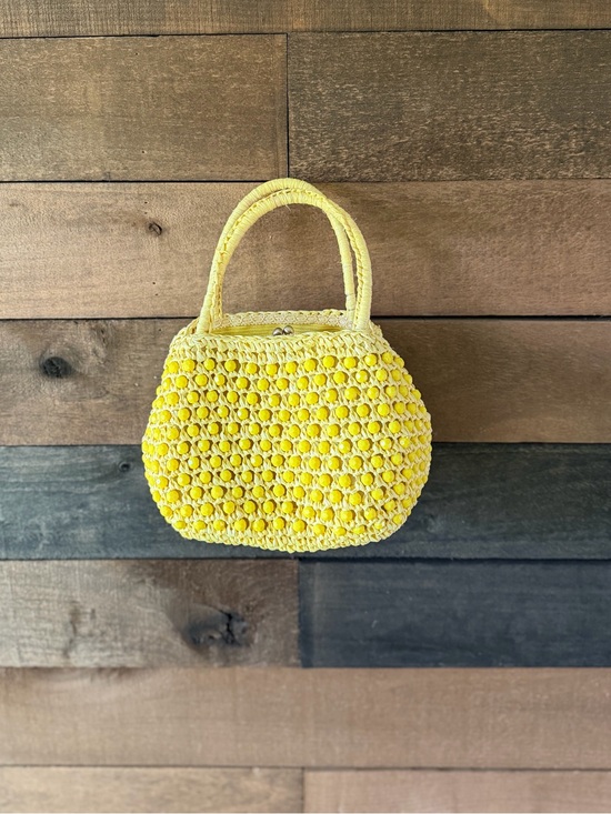 Vintage Handbags - Vintage Yellow Beaded Raffia Handbag Made In Italy Barbra Lee Purse
